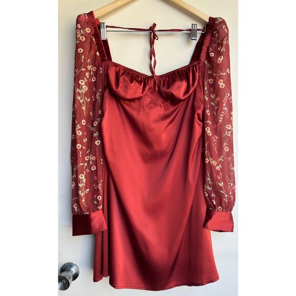 Danielle Bernstein by WEWOREWHAT Puff Sleeve Mini Dress Romantic Sz 14 NWT $99 - Picture 4 of 16